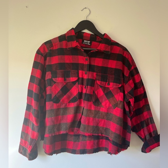 Jolie and Joy Red and Black Plaid Flannel - Picture 1 of 11